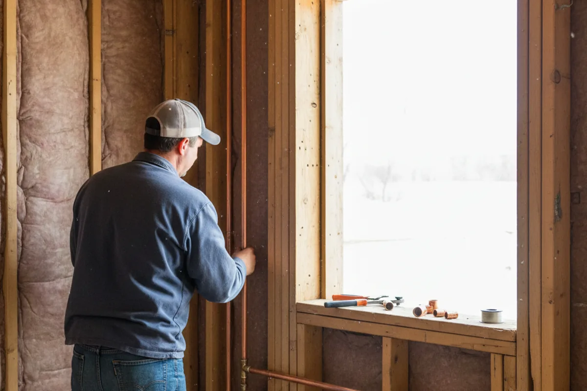 Licensed plumber running new copper supply lines in a Crowley home
