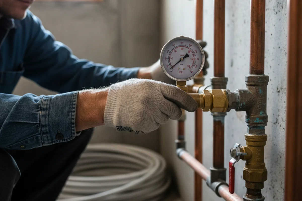 Pressure testing a repaired line during Water Line Repair in Crowley